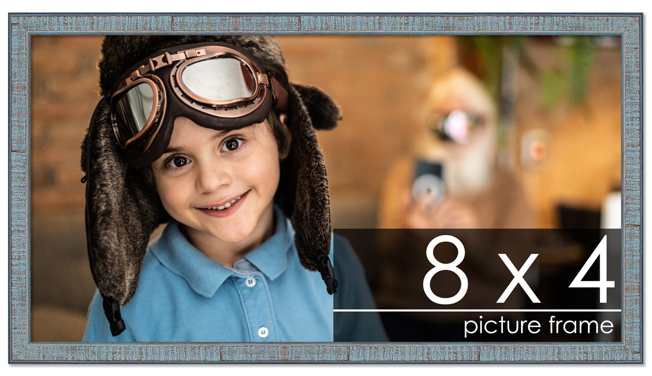 Panoramic Textured Blue Picture Frame - UV Acrylic, Foam Board Backing, Hanging Hardware